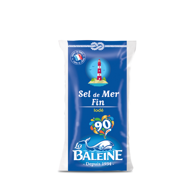 Sel fin iodé LA BALEINE, sachet de 500g