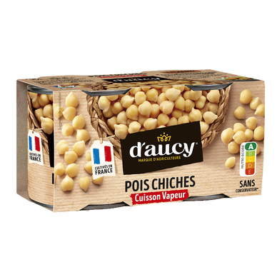 Pois chiches cuisson vapeur Cultivé en France D'AUCY - 2x130g