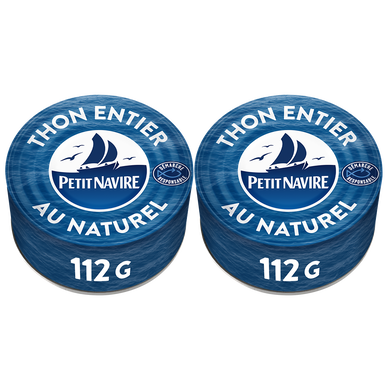 Thon au Naturel Démarche Responsable PETIT NAVIRE - 2x112g soit 124g poids net egoutté