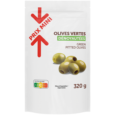 Olives vertes dénoyautées PRIX MINI sachet 320g