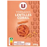 Pâtes Torsade lentilles corail, sachet 250g