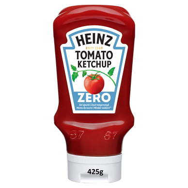 Tomato ketchup sans sucre ajouté HEINZ, flacon souple top down, 425g