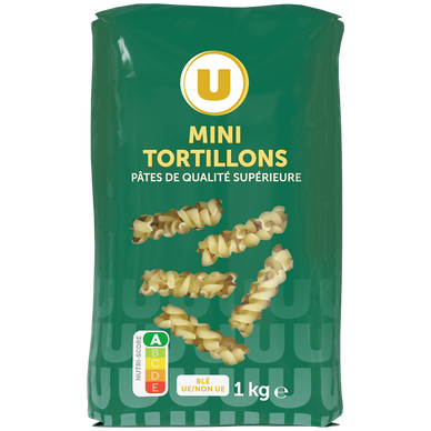 Pâtes Mini tortillon qualité supérieure  paquet cello de 1kg