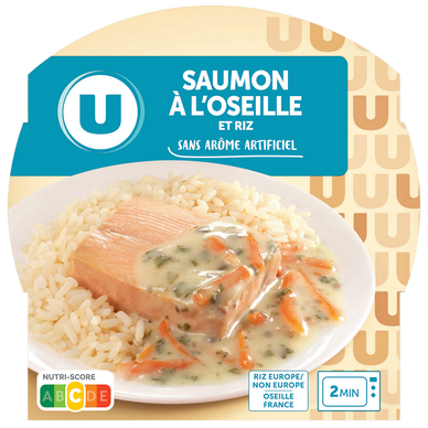 Plat cuisiné Saumon à l'oseille et duo de riz barquette micro-ondablede 300g