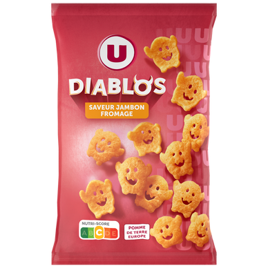 Biscuit apéritif Snacks diablos goût jambon fromage, 75g