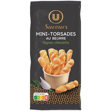 Mini feuilleté torsade oignon et ciboulette   paquet de 100g