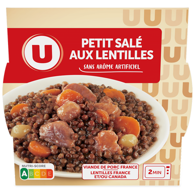 Plat cuisiné Petit salé aux lentilles barquette micro-ondable de 300g