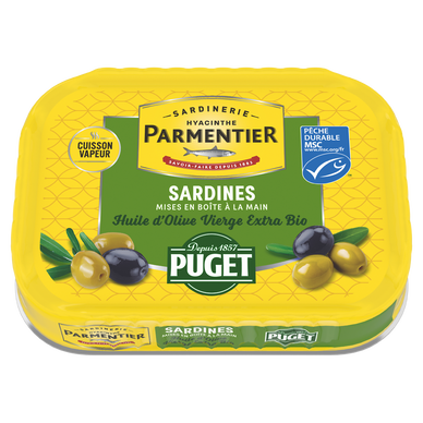 Sardines huile olive vierge extra Puget msc PARMENTIER 120g