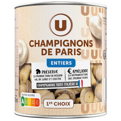 Champignons de Paris entiers au naturel - Boîte 460g