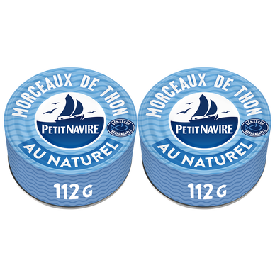 Morceaux de Thon au Naturel Démarche Responsable PETIT NAVIRE - 2x 112g