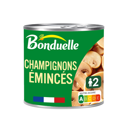 Champignons émincés au naturel sans sulfite BONDUELLE - Boîte 230g