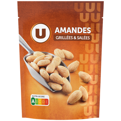 Amandes blanchies grillées et salées, paquet 100g