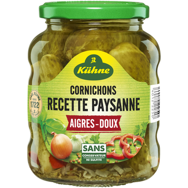 Cornichons aigres doux KUHNE, 185g