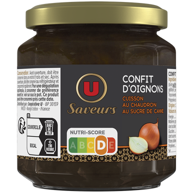 Confit d'Oignons cuisson au chaudron au sucre canne U SAVEURS 115g