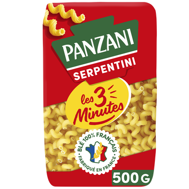 Pâtes SERPENTINI Cuisson Rapide 3 Minutes blé Français PANZANI - 500g