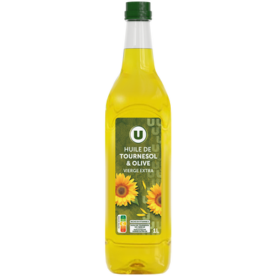 Melange d'huile de tournesol et huile d'olive vierge extra U 1 litre