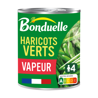 Haricots verts Cuisson vapeur BONDUELLE - Boîte de 440g net égoutté
