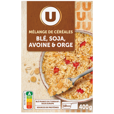 Mélange de céréales blé, soja, avoine et orge  paquet de 400g