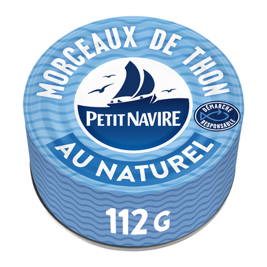 Morceaux de Thon au Naturel Démarche Responsable PETIT NAVIRE - 112gpoids net égoutté