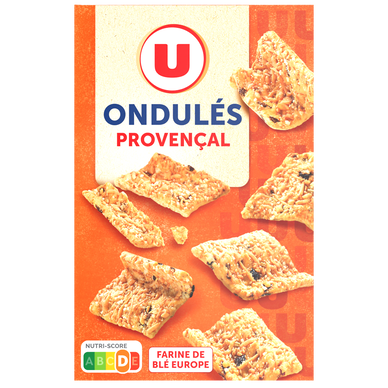 Biscuits apéritifs Crackers ondulés aux fromages & aux herbes provençales, 65g