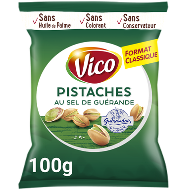 Pistaches salées au sel de guérande VICO, sachet de 100G