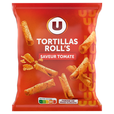 Tortillas chips roll's goût tomate paquet de 125g