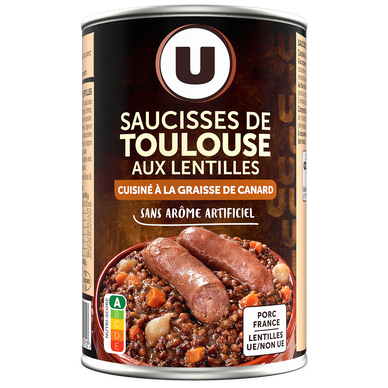 Saucisses de Toulouse aux lentilles Boîte de 420g