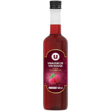 Vinaigre de vin rouge framboise 6°, bouteille 50cl