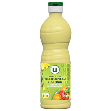 Vinaigrette allégée en matières grasses à l'huile d'olive 13% et au citron  50cl