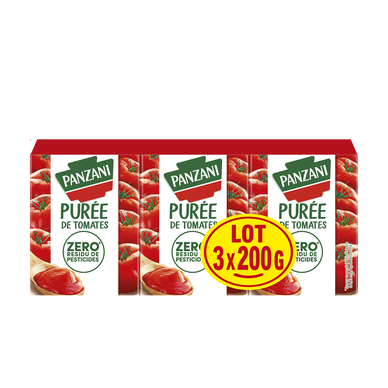 Purée de tomates zéro résidu de pesticides PANZANI - 3x200g