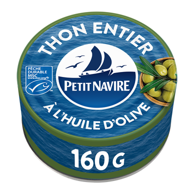 Thon Entier MSC huile d'olive vierge extra PETIT NAVIRE - 160g
