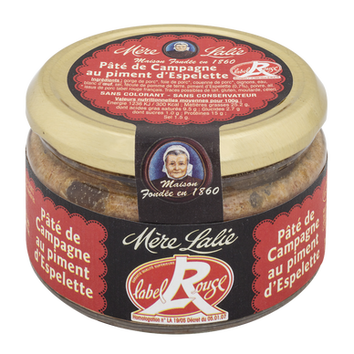 Terrine de pâté de campagne au piment d'Espelette MERE LALIE, 180g