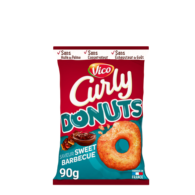 Biscuits apéritifs CURLY donuts sweet saveur barbecue, 90g