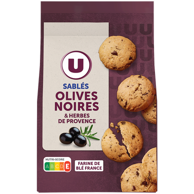 Sablés apéritifs olives noires  & herbes de Provence  U 100g