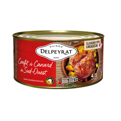 Confit de canard IGP du Sud Ouest DELPEYRAT, x4 cuisses soit 1,350kg