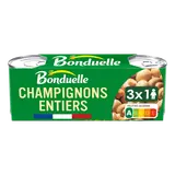 Champignons de Paris entiers sans sulfite BONDUELLE - 3 boîtes de 115g