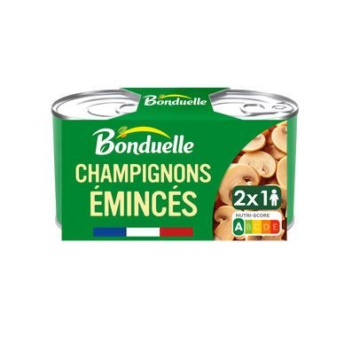 Champignons émincés au naturel sans sulfite BONDUELLE - 2 boîtes de 115g