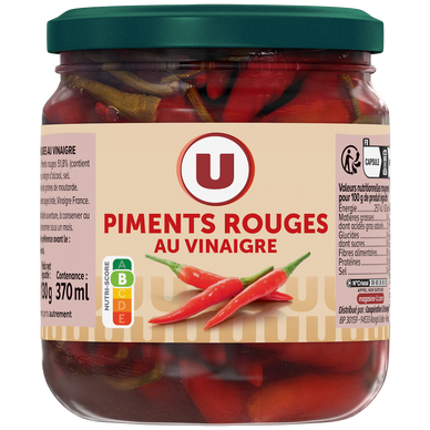 Piments rouges au vinaigre bocal 27cl 130g