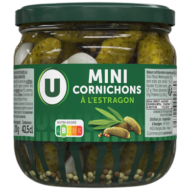 Cornichons mini à l'estragon,  bocal de 42cl  -  210g
