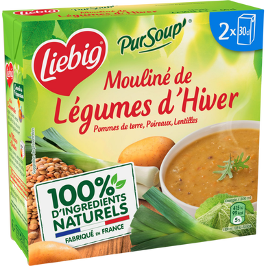 Soupe mouliné aux légumes d'hiver, pomme de terre, poireaux et lentilles LIEBIG, 2 briques de 30cl