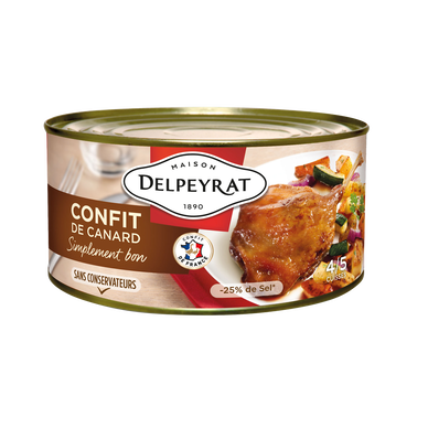 Confit de canard DELPEYRAT, -25% de sel, 4 cuisses, 1,35kg