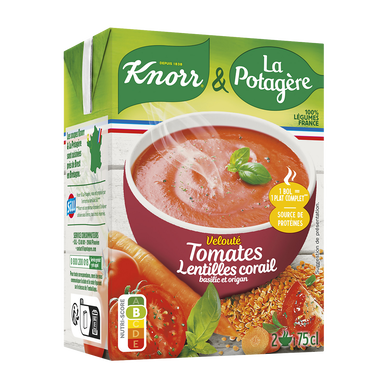 Soupe Velouté de tomates, lentilles corail, basilic et origan KNORR &LA POTAGERE, 75cl