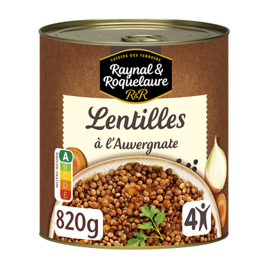 Lentilles cuisinées à l'Auvergnate RAYNAL & ROQUELAURE - Boîte 820g