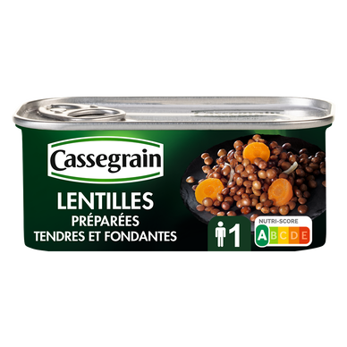 Lentilles cuisinées aux oignons et carottes CASSEGRAIN - Boîte 130g