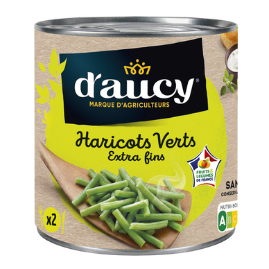 Haricots verts extra fins Cultivé en France D'AUCY - 220g