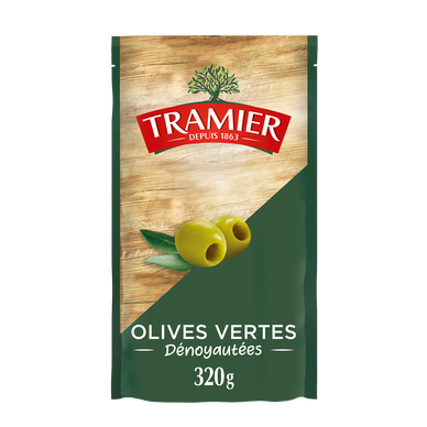 Olives Vertes Dénoyautées TRAMIER - sachet 320g