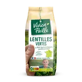 Lentilles vertes de nos agriculteurs partenaires VIVIEN PAILLE, étui 500g