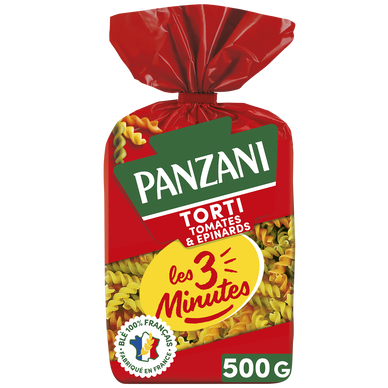 Pâtes TORTI Tomates et Epinards blé Français PANZANI - 500g