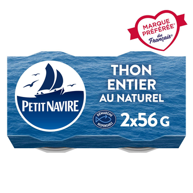 Thon albacore au naturel PETIT NAVIRE boîtes 112g poids net égoutté
