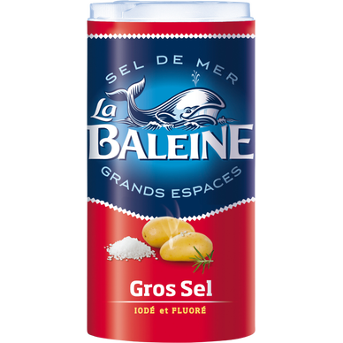 Gros sel de mer iodé et fluoré LA BALEINE, boîte verseuse de 500g